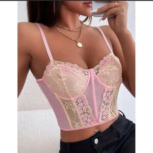 LUXE 5‎ Star Fave Princess Bustier Corset Lace Cami Crop Top Med